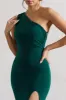 Melody | Bottle Green One Shoulder Cowl-Back Split Maxi Dress sold by Club L London