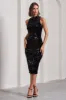 Hypnosis | Black Sequin Sleeveless High-Neck Midi Dress sold by Club L London