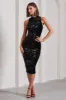 Hypnosis | Black Sequin Sleeveless High-Neck Midi Dress sold by Club L London