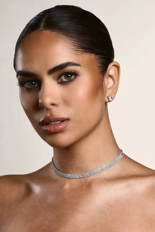 Glimmery | Silver Diamante Necklace sold by Club L London