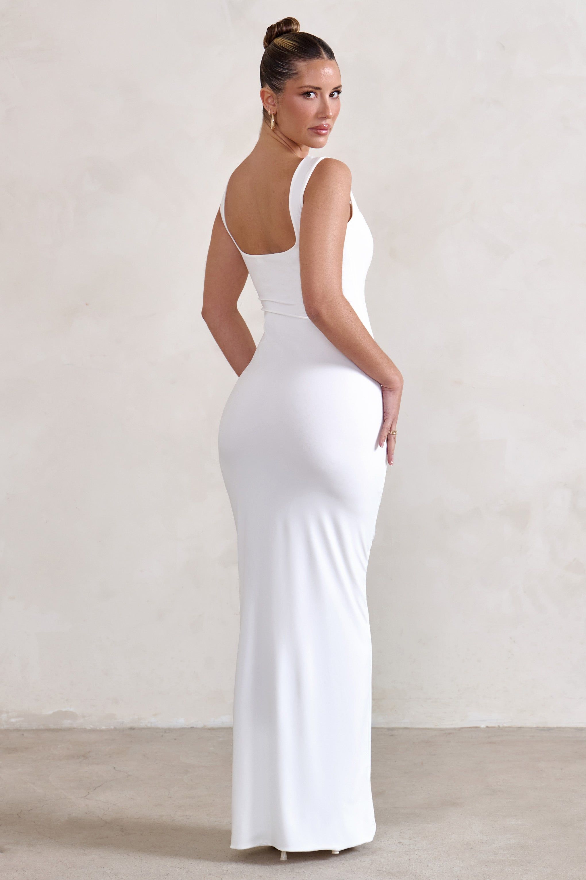 Madeline | White Sleeveless Thigh Split Maxi Dress sold by Club L London product image thumbnail 2
