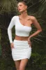 Step Out | White Ruched Mini Skirt sold by Club L London