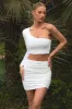 Step Out | White Ruched Mini Skirt sold by Club L London