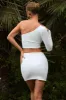 Step Out | White Ruched Mini Skirt sold by Club L London