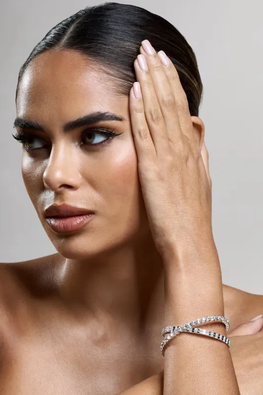 Glance | Silver Diamante Layered Bracelet sold by Club L London