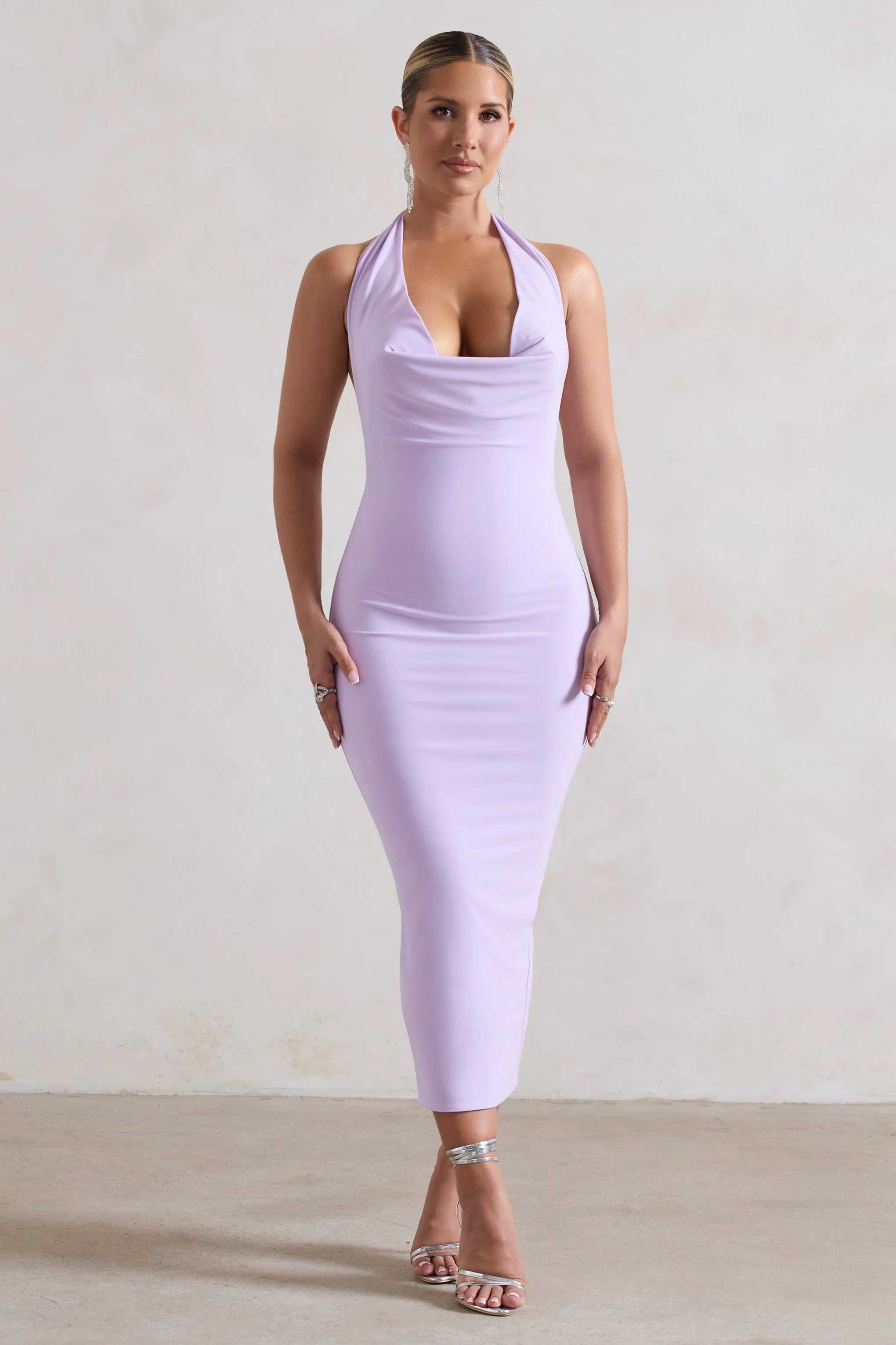 Roulette | Lilac Cowl-Neck Midi Dress sold by Club L London product image thumbnail 4