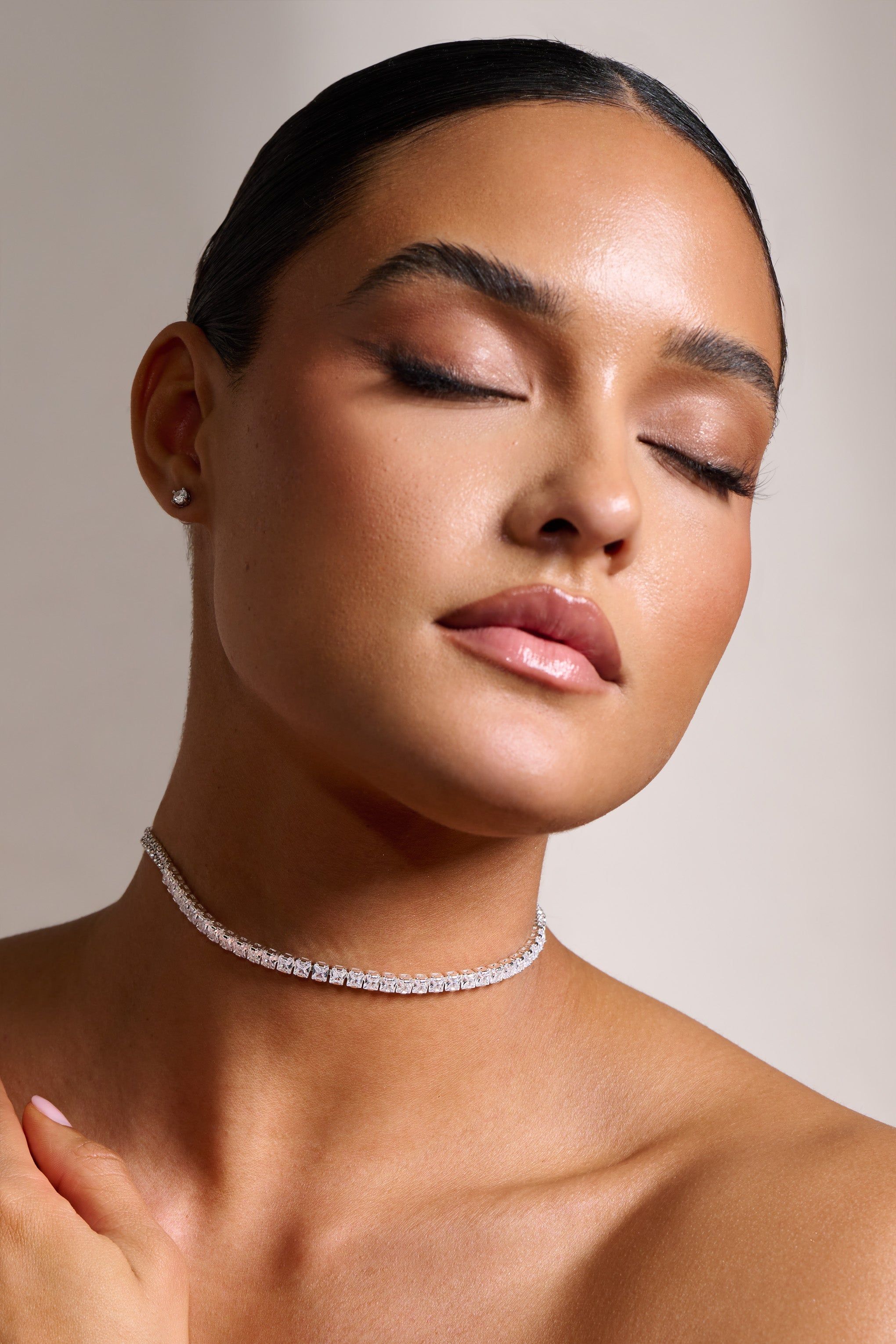 Echo | Silver Diamante Choker sold by Club L London