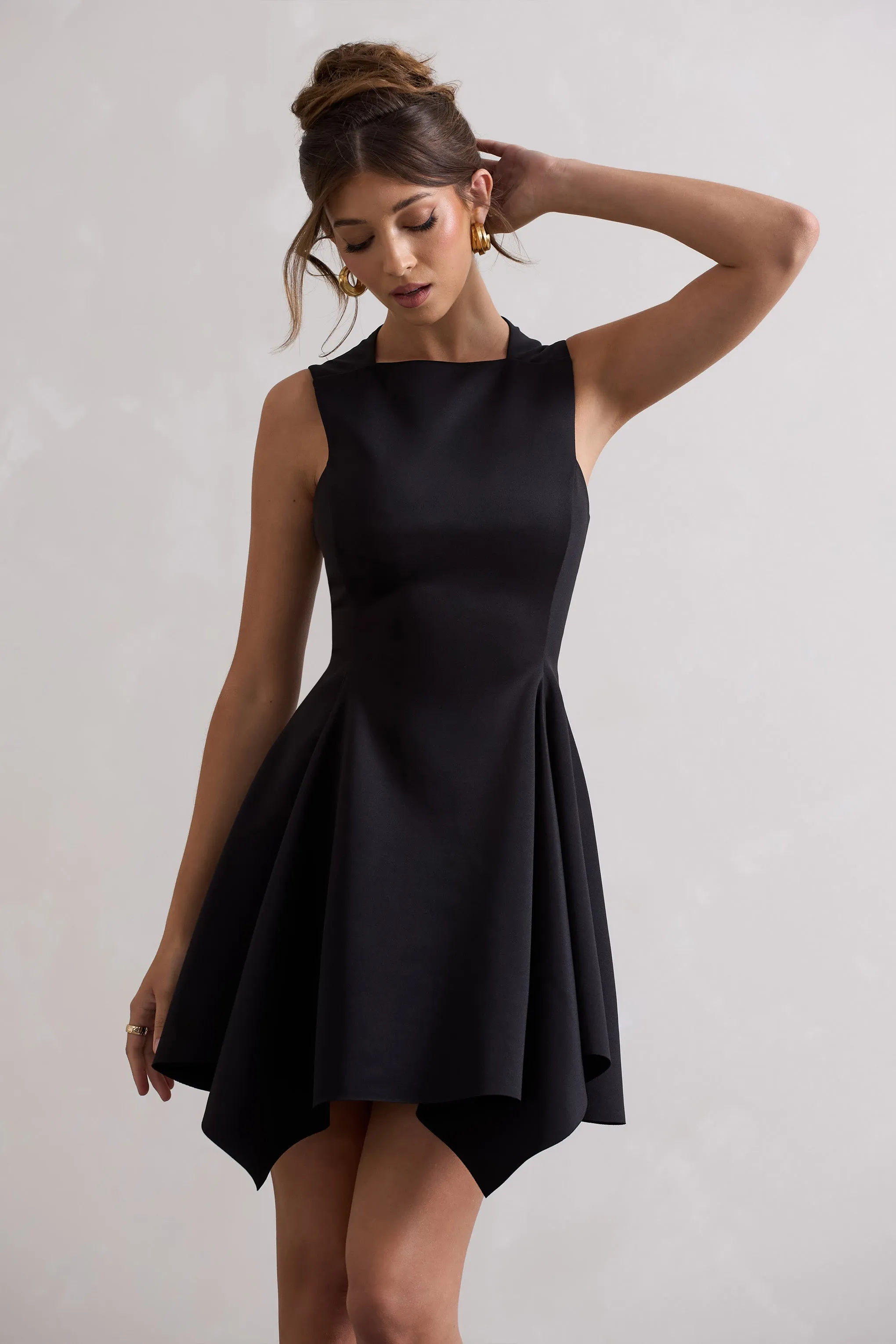 Scout | Black Sleeveless Draped Hem Mini Dress sold by Club L London product image thumbnail 5