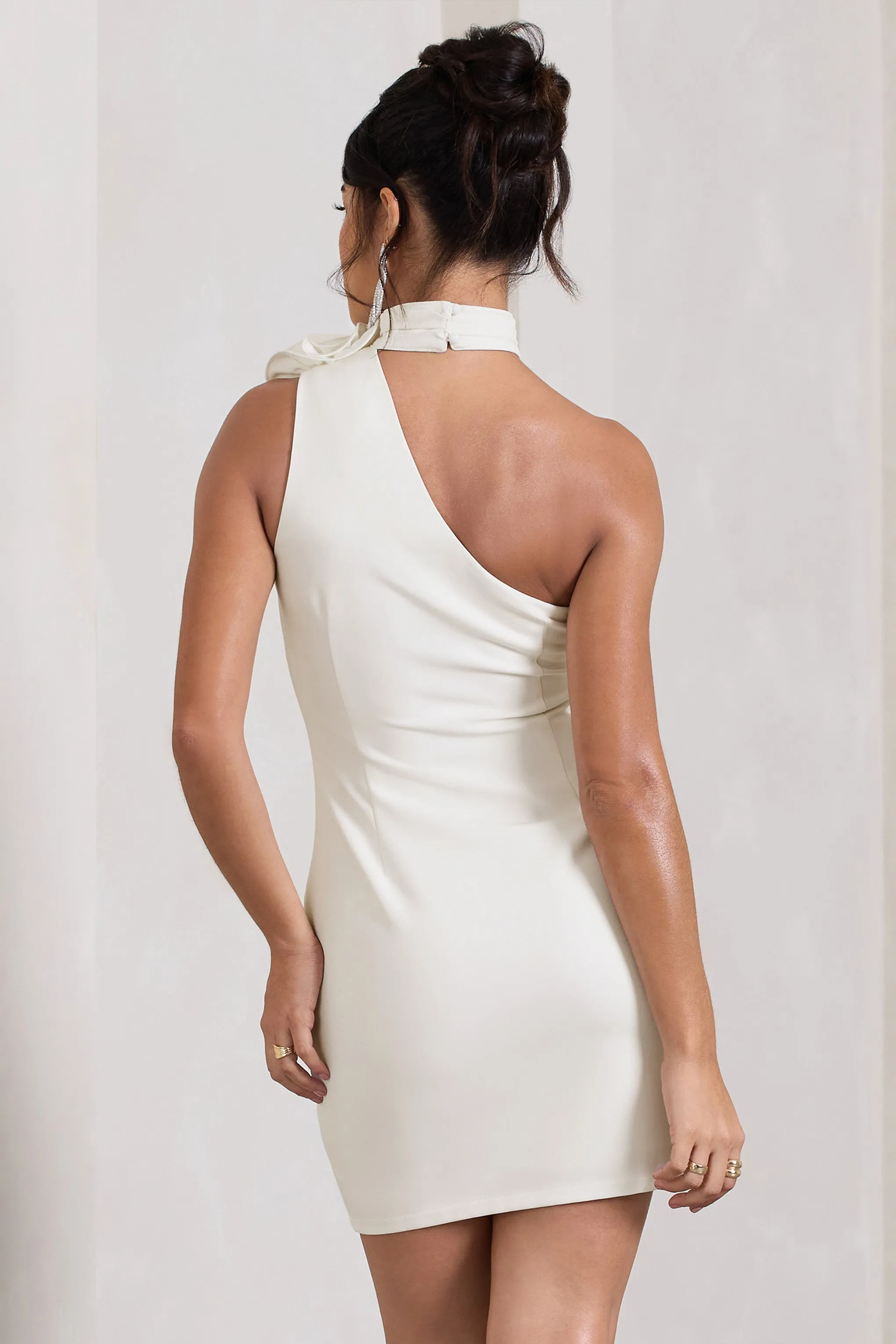 The Party | White Mini Dress With Ruffled Choker sold by Club L London product image thumbnail 2