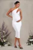 Abigail | White Sleeveless Asymmetric Maternity Midi Dress sold by Club L London