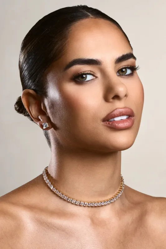 Lolite | Gold Diamante Necklace & Earrings Set sold by Club L London