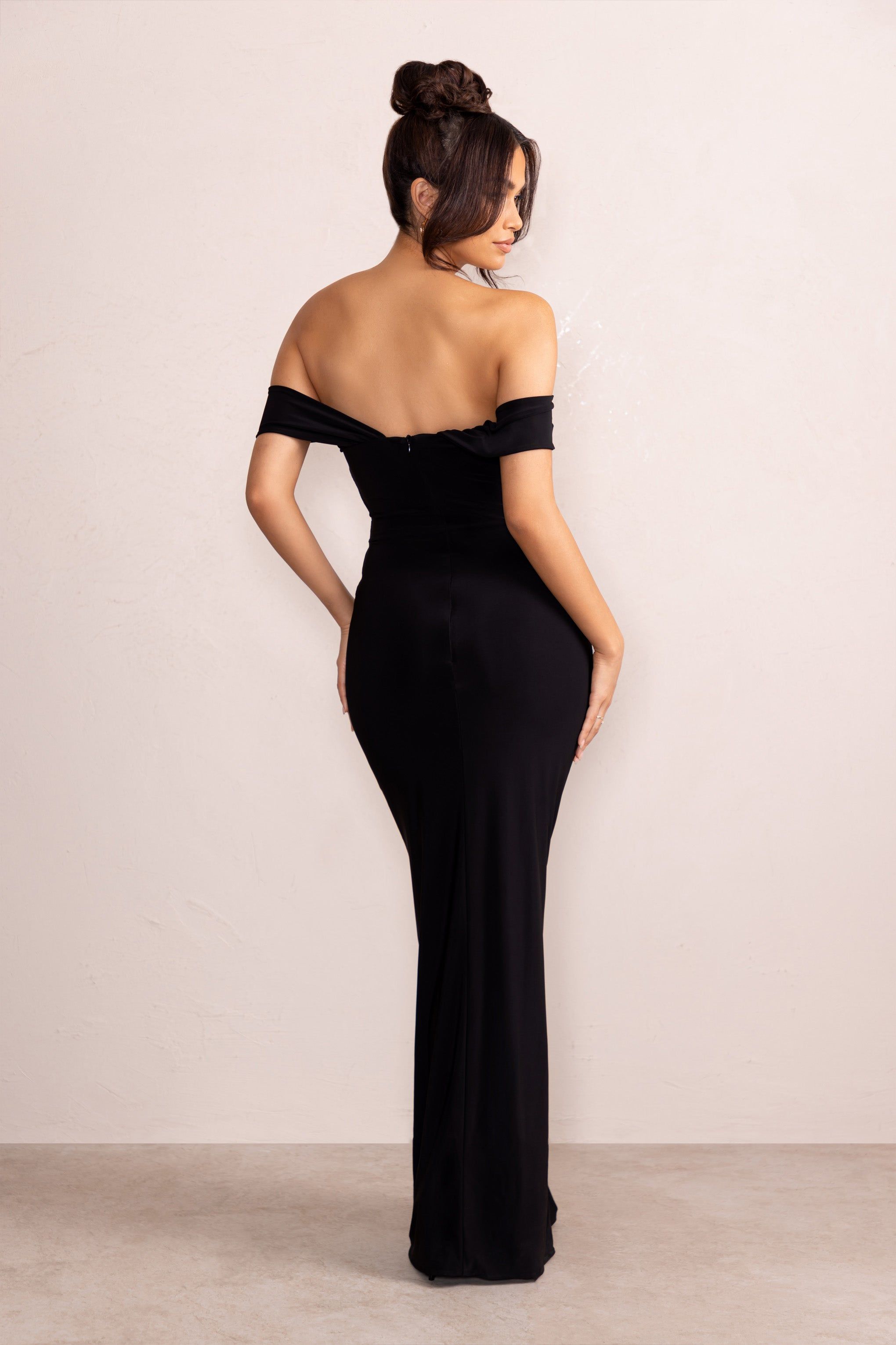 Arella | Black One Shoulder Twist Front Maxi Dress sold by Club L London product image thumbnail 2