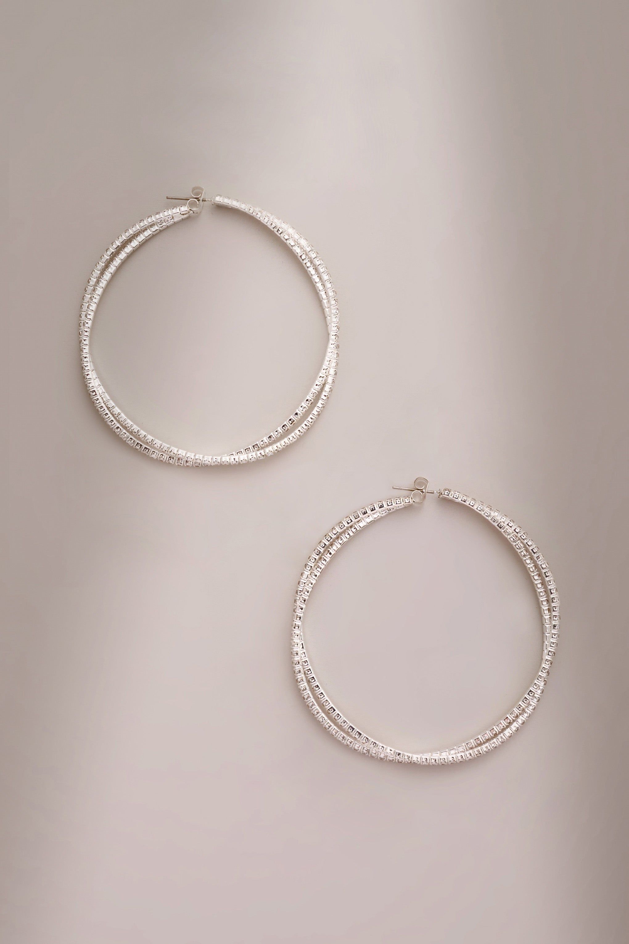 Lila | Silver Twisted Large Hoops sold by Club L London product image thumbnail 5