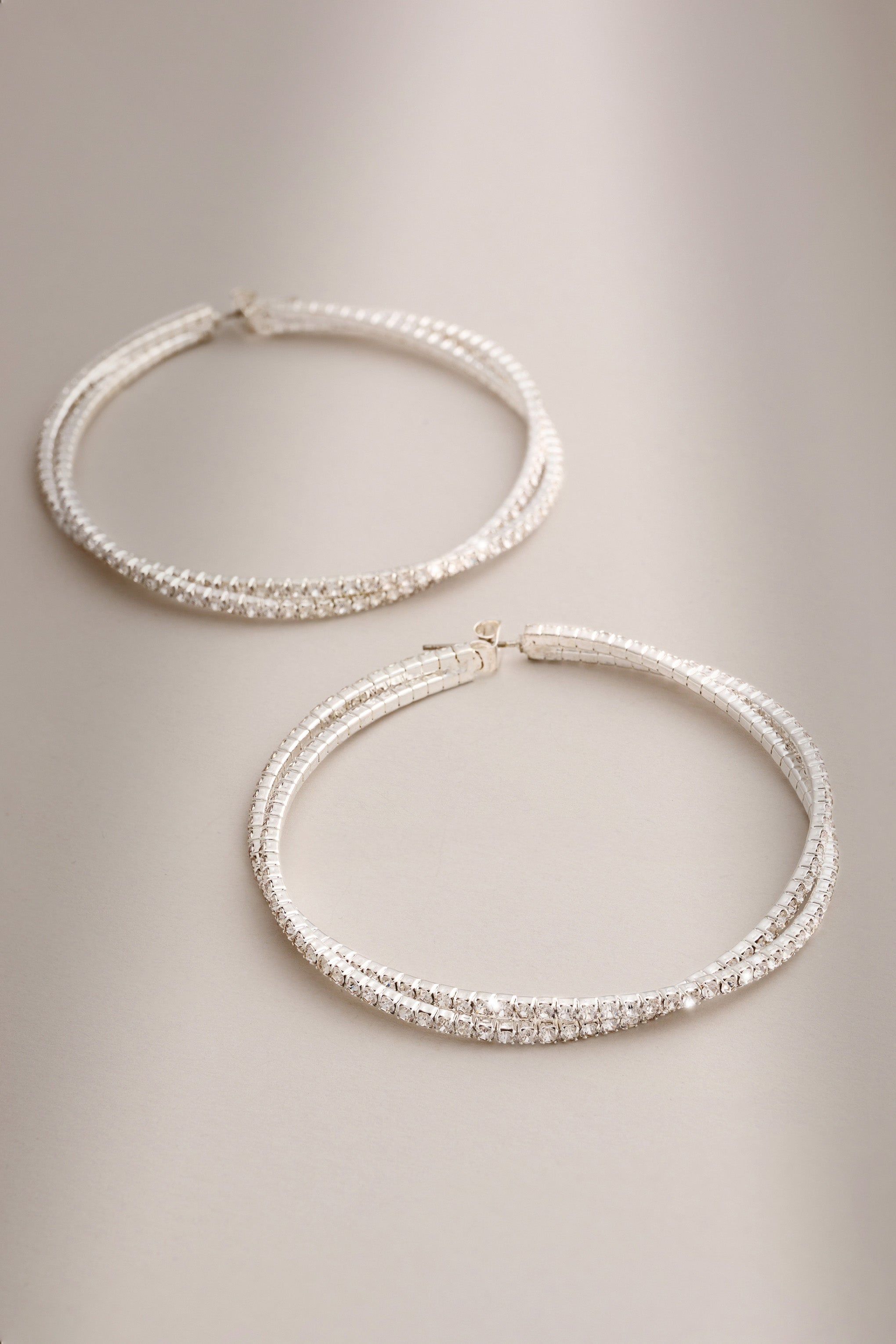 Lila | Silver Twisted Large Hoops sold by Club L London product image thumbnail 6