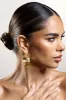 Meg | Gold Ribbed Hoop Earrings sold by Club L London