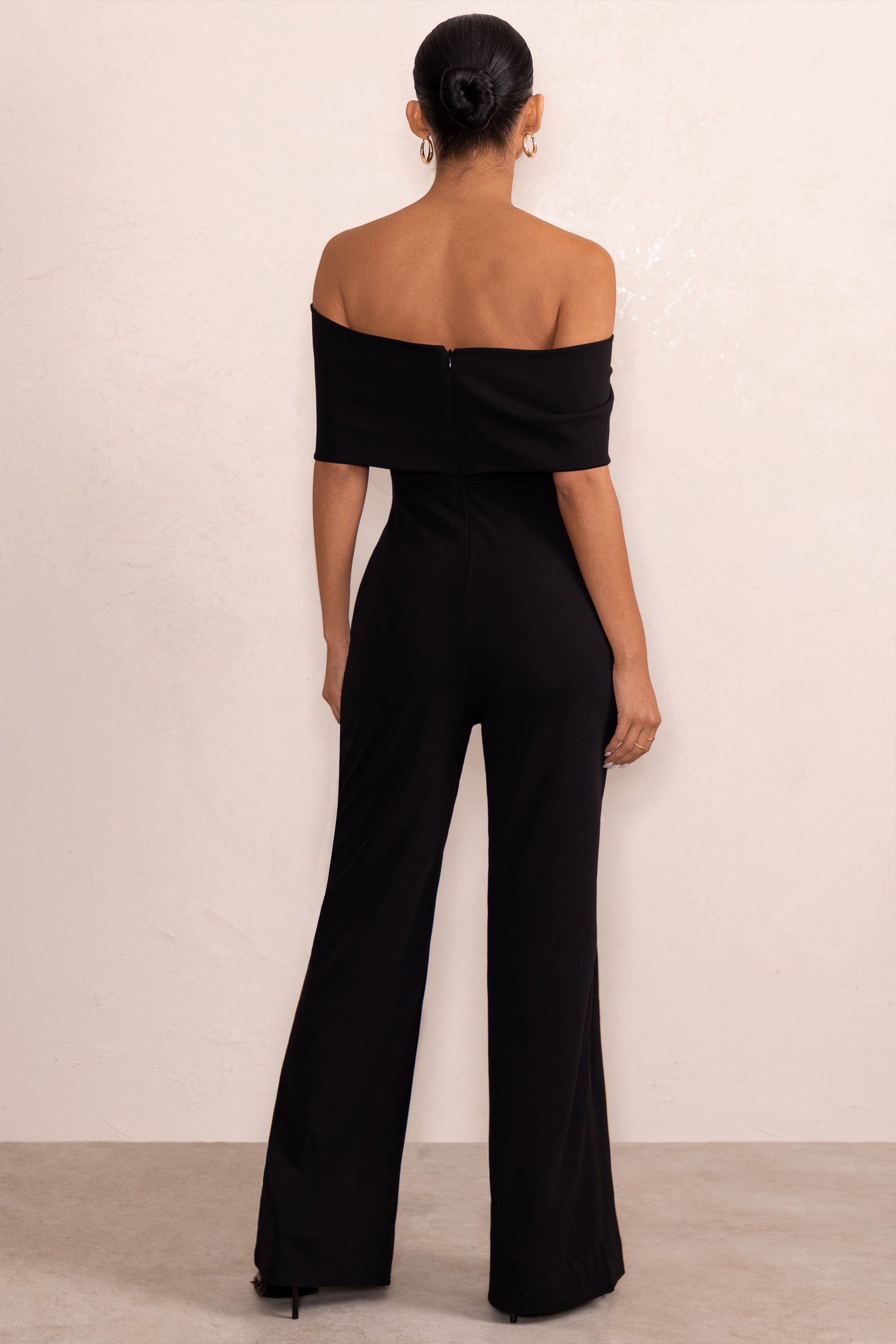 Meave | Black Bardot Bow Maternity Jumpsuit sold by Club L London product image thumbnail 2