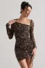 Aphrodite | Leopard Print Asymmetric Ruched Side Mini Dress sold by Club L London