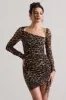 Aphrodite | Leopard Print Asymmetric Ruched Side Mini Dress sold by Club L London