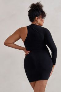 Siren | Black One Shoulder Bodycon Mini Dress sold by Club L London