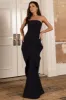 The Real Thing | Navy Strapless Draped Fishtail Maxi Dress sold by Club L London