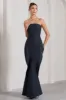 The Real Thing | Navy Strapless Draped Fishtail Maxi Dress sold by Club L London