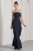 The Real Thing | Navy Strapless Draped Fishtail Maxi Dress sold by Club L London