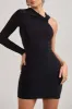 Fusion | Black Asymmetric Twisted Bodycon Mini Dress sold by Club L London