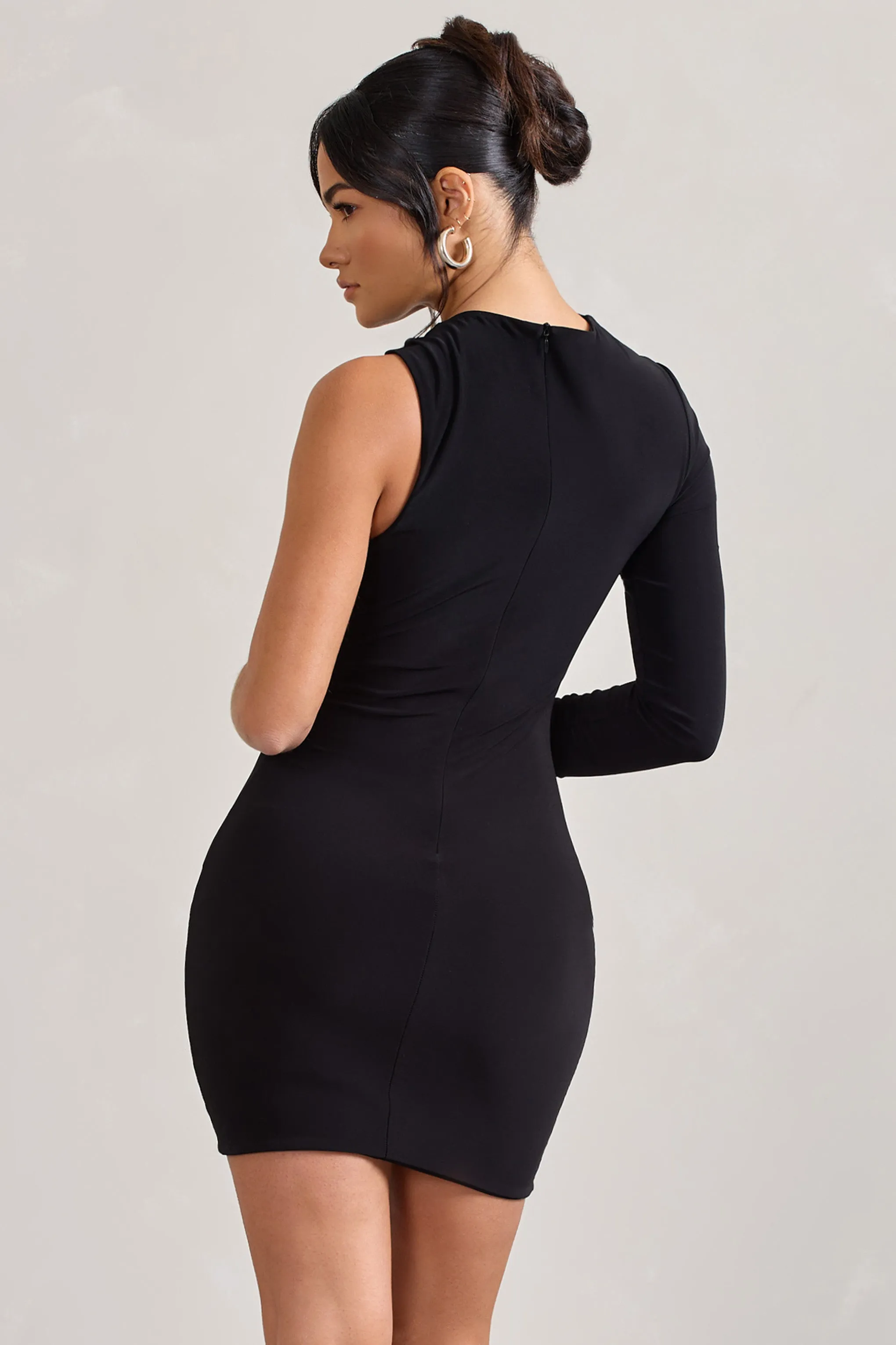 Fusion | Black Asymmetric Twisted Bodycon Mini Dress sold by Club L London product image thumbnail 2