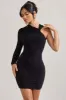 Fusion | Black Asymmetric Twisted Bodycon Mini Dress sold by Club L London