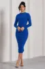 Emilie | Royal Blue Ruched Long-Sleeve Midi Dress sold by Club L London