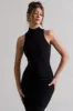 Sidnie | Black Ruched Bodycon High-Neck Midi Dress sold by Club L London