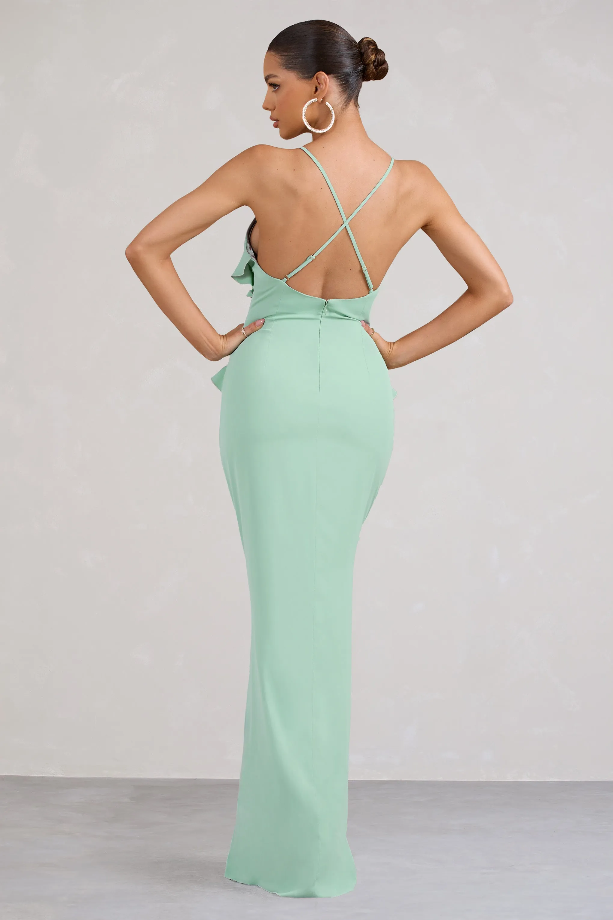 Syrah | Mint Green Chiffon Ruffle Cami Maxi Dress sold by Club L London product image thumbnail 2