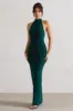 Larisa | Bottle Green Cowl Halter-Neck Maxi Dress With Back Detail sold by Club L London