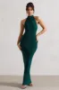 Larisa | Bottle Green Cowl Halter-Neck Maxi Dress With Back Detail sold by Club L London