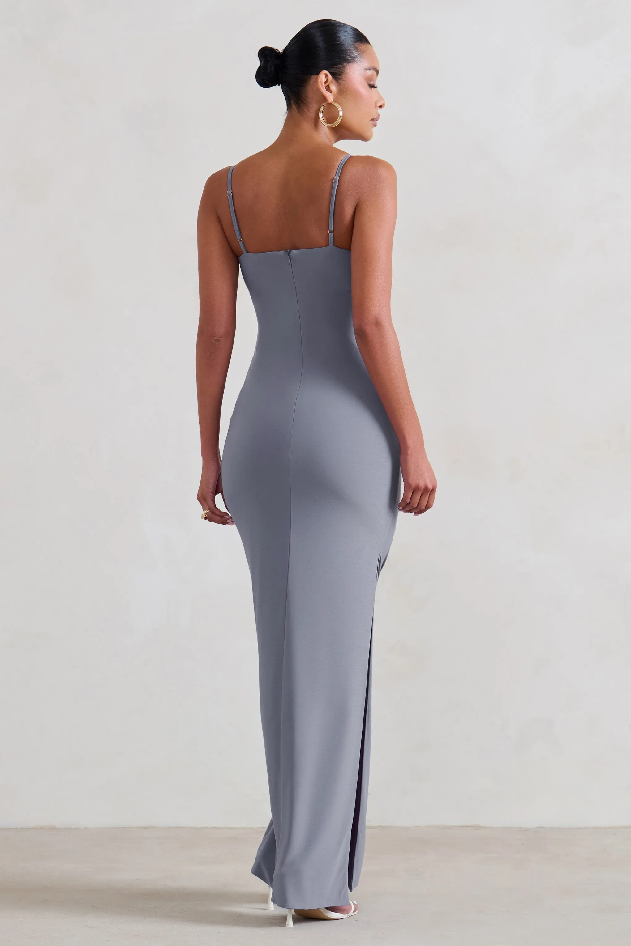 Aurelia | Grey Maternity Cami Maxi Dress With Split sold by Club L London product image thumbnail 2