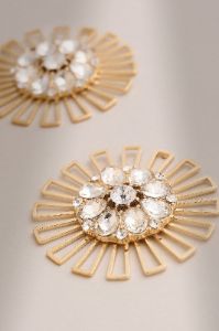 Lucinda | Gold Circle Earrings with Diamantes sold by Club L London
