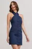 Dani | Navy Halter Neck Tailored Buttoned Bodycon Mini Dress sold by Club L London
