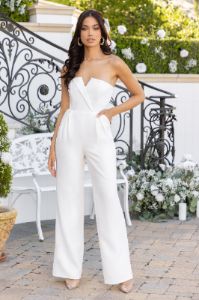 Pure Love | White Strapless Wide Leg Jumpsuit sold by Club L London
