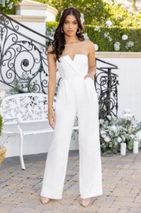 Pure Love | White Strapless Wide Leg Jumpsuit sold by Club L London