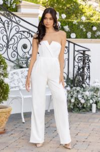 Pure Love | White Strapless Wide Leg Jumpsuit sold by Club L London