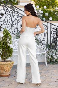 Pure Love | White Strapless Wide Leg Jumpsuit sold by Club L London