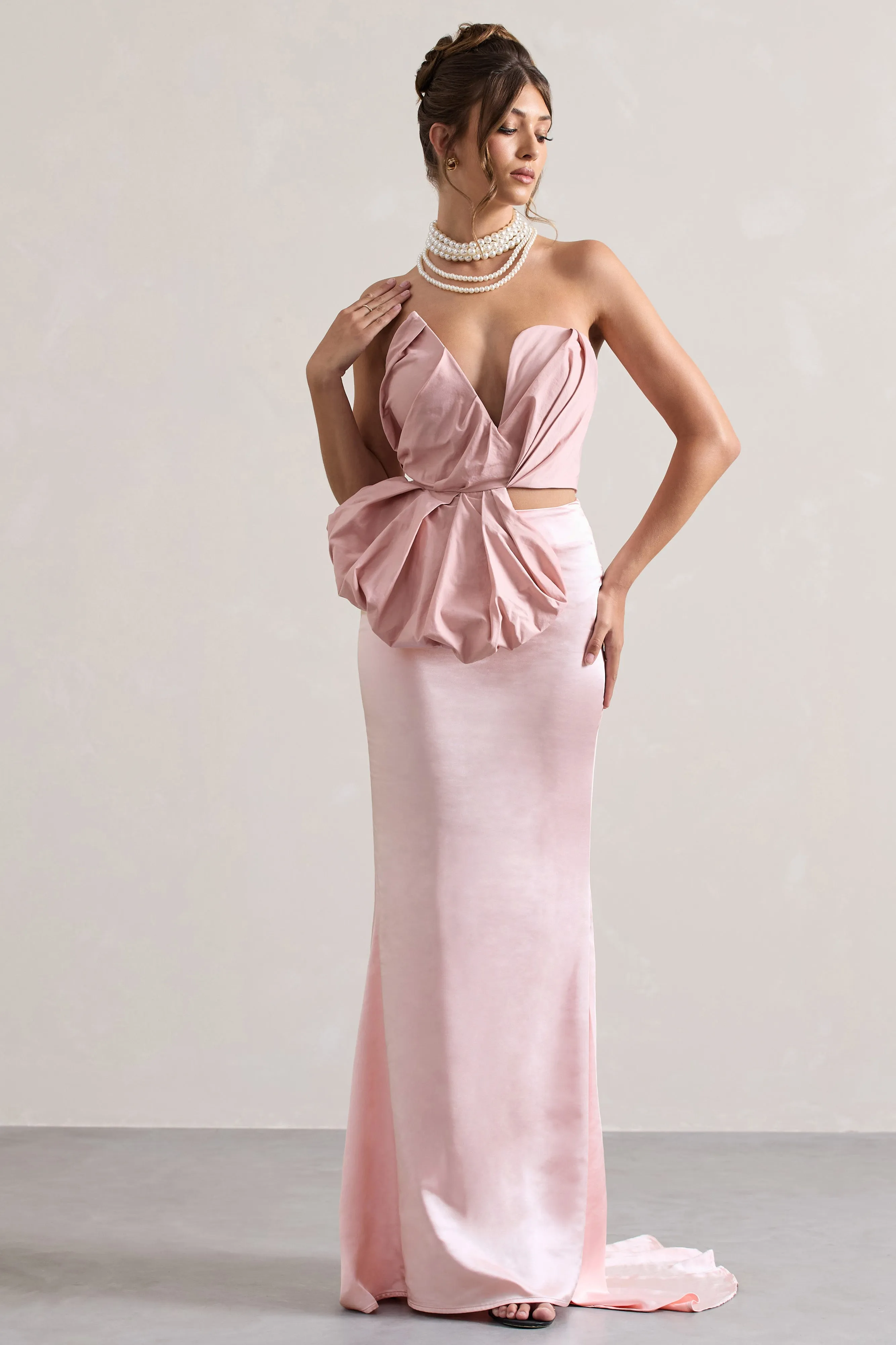 Couture | Pink Satin Maxi Skirt sold by Club L London product image thumbnail 4