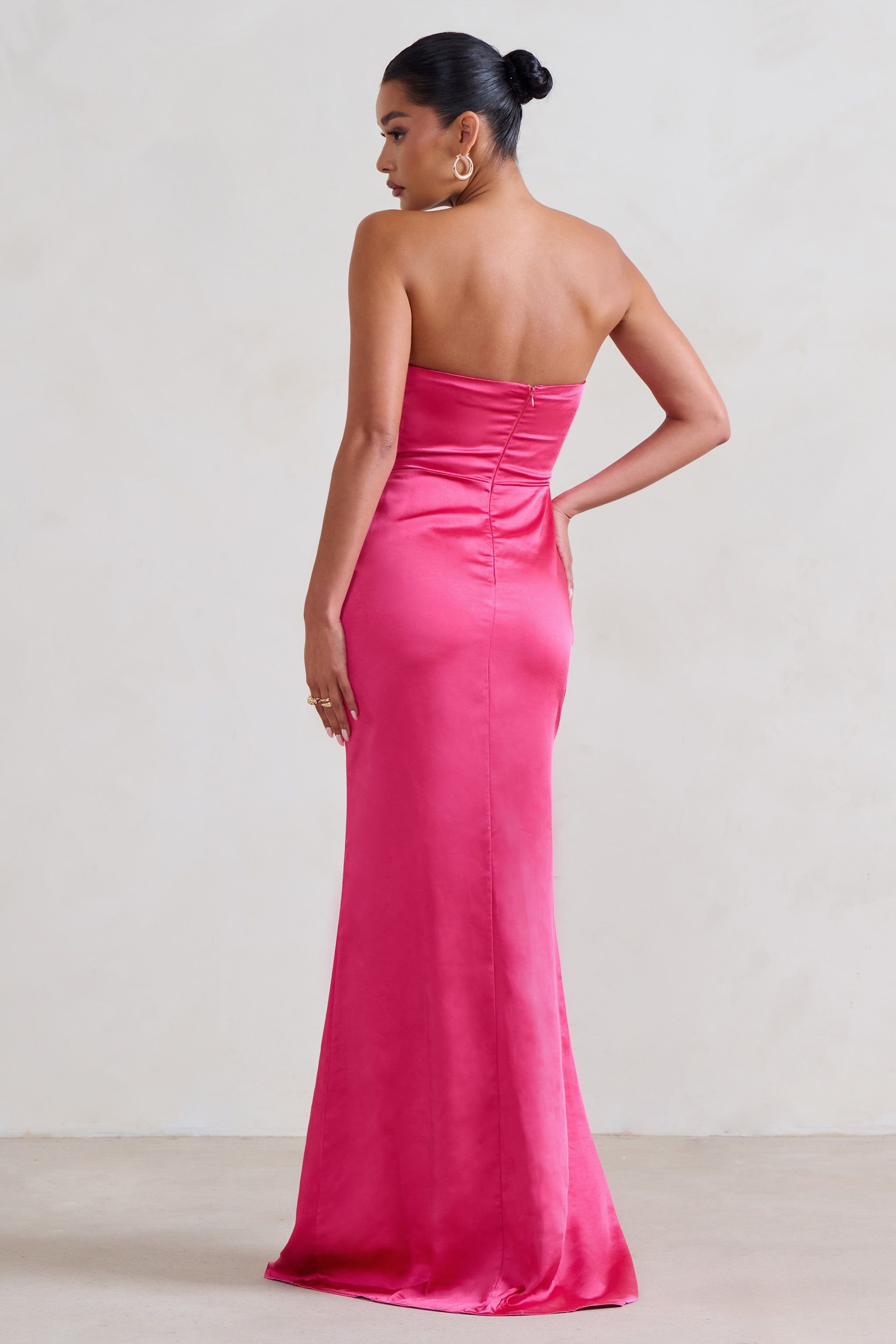 Coraline | Hot Pink Strapless Maxi Dress With Split sold by Club L London product image thumbnail 2