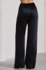 No Limits | Black Satin Wide-Leg Trousers sold by Club L London