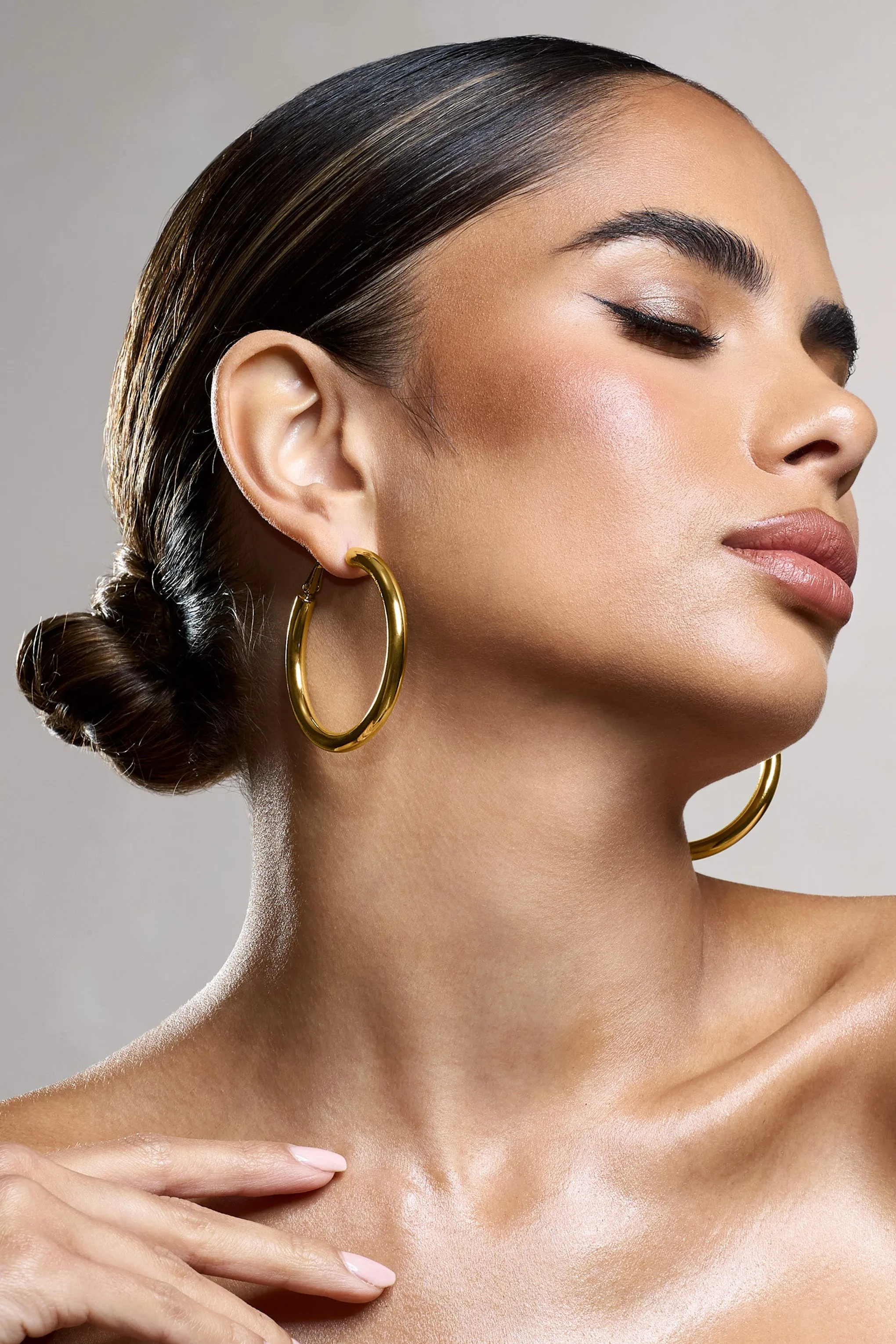 Mira | Gold Hoop Earrings sold by Club L London product image thumbnail 4