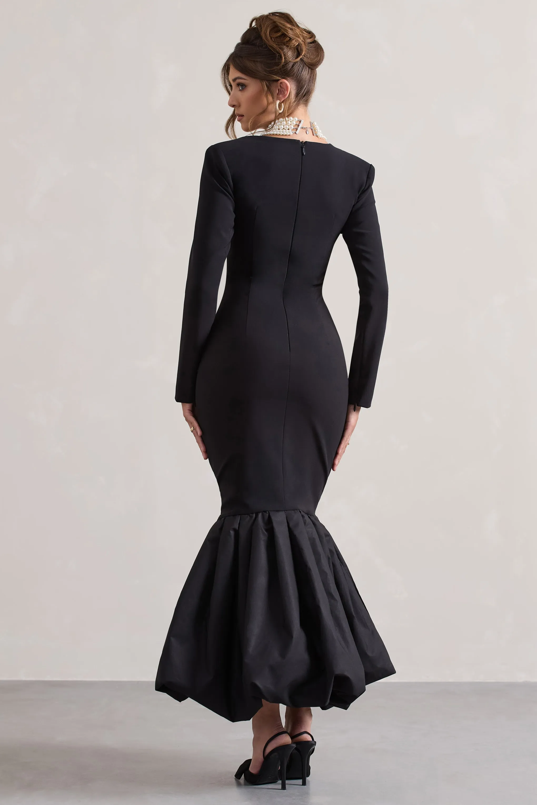 London | Black Sweetheart Maxi Dress With Volume Hem sold by Club L London product image thumbnail 2