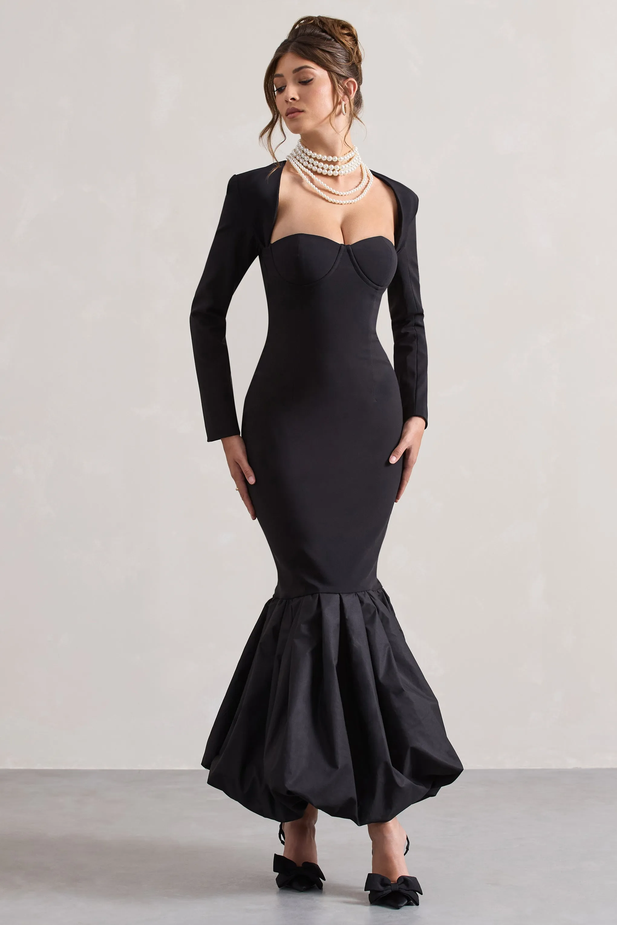 London | Black Sweetheart Maxi Dress With Volume Hem sold by Club L London product image thumbnail 4