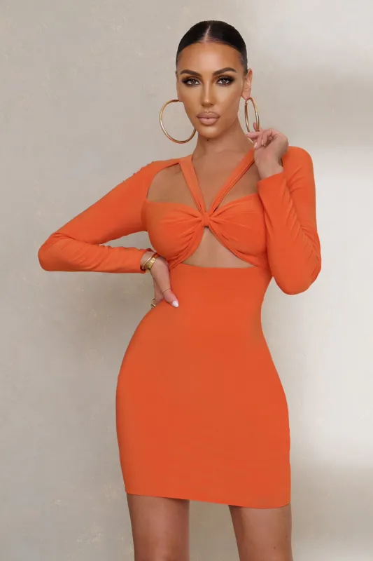 Good For You | Orange Cut Out Long Sleeve Mini Dress sold by Club L London