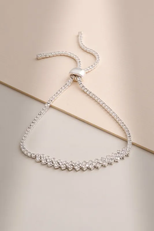 Mollie | Silver Diamante Bracelet sold by Club L London