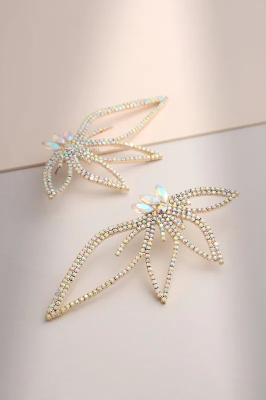 Lucie | Gold Statement Diamante Earrings sold by Club L London